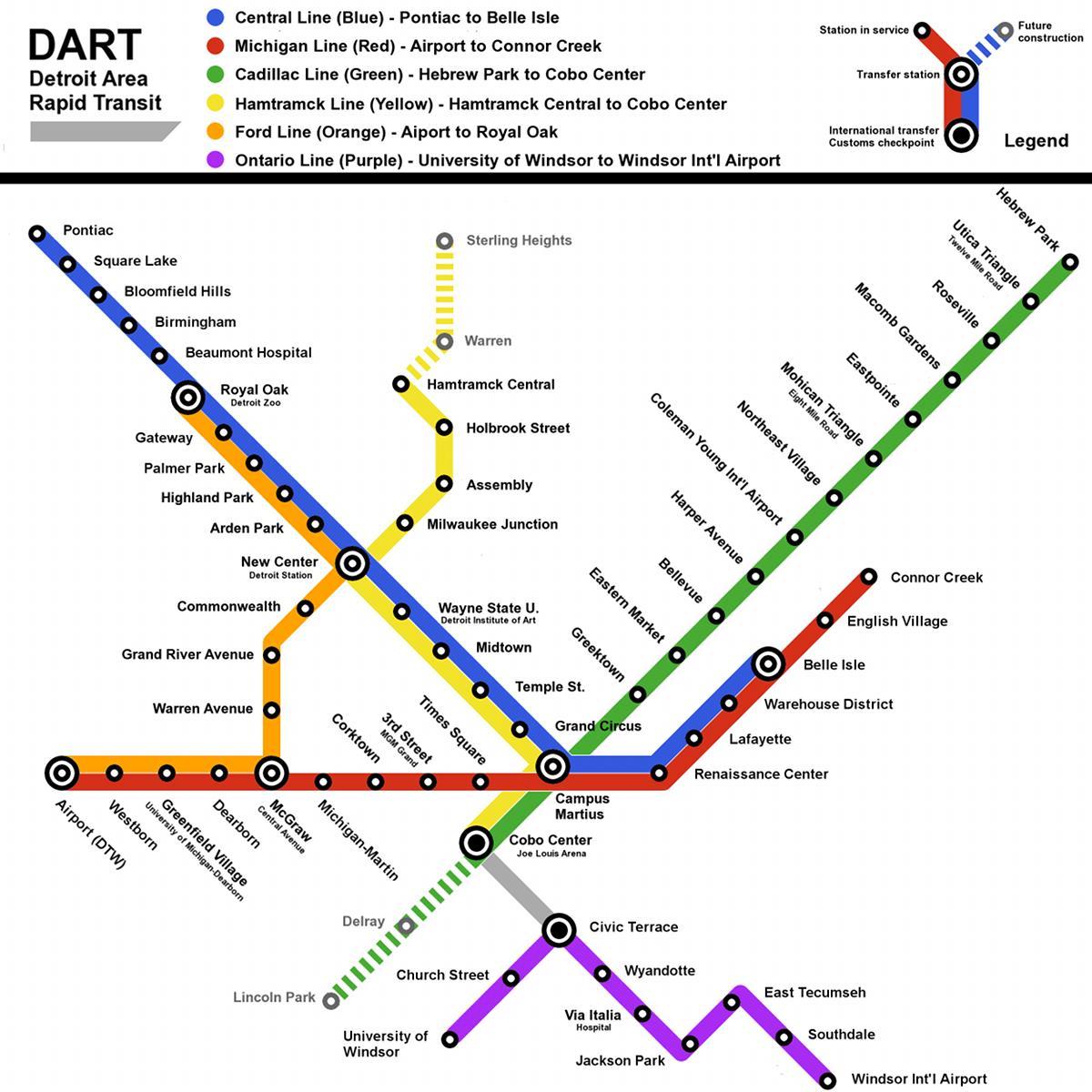 kort af Detroit Metro