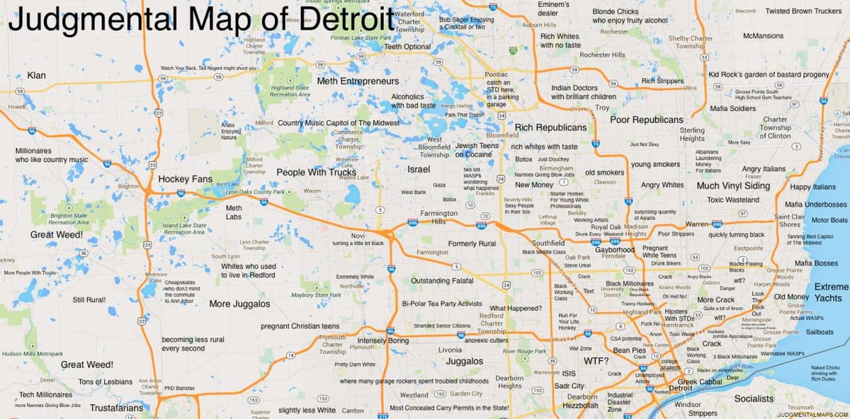 dómhörð kort Detroit
