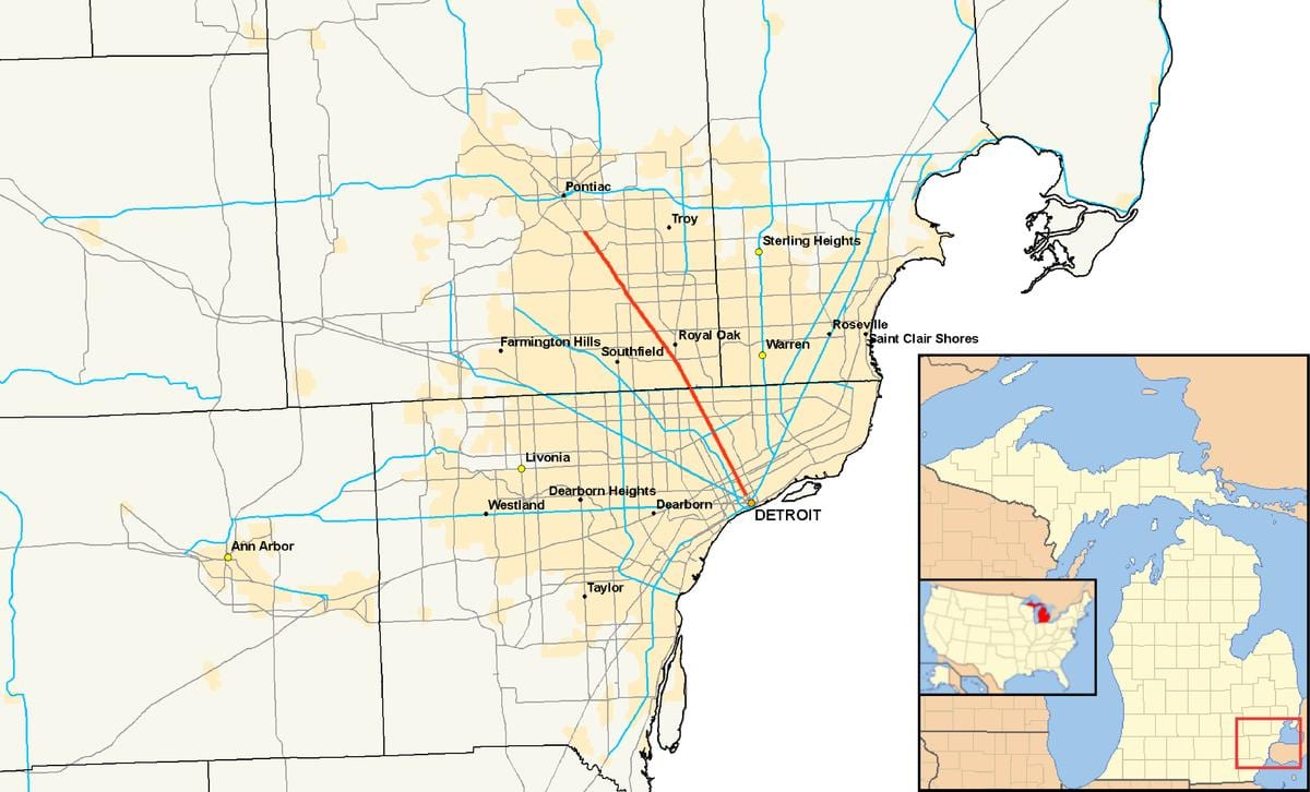 Detroit sveitarfélög kort