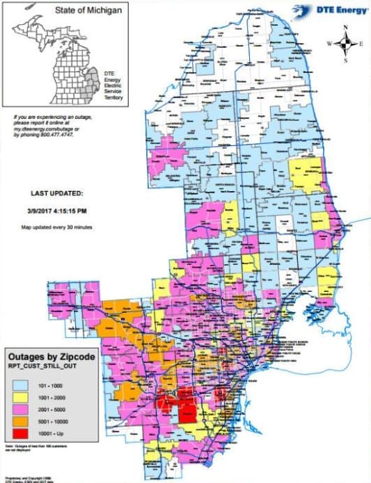 Detroit edison rafmagnslaust kort