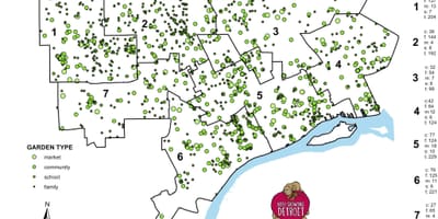 Kort af Detroit garðinum